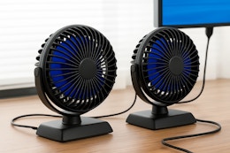 usb desk fans on a table