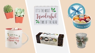 Last minute Christmas gifts on a neutral background
