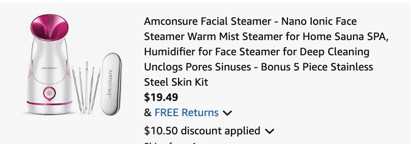 facial steamer kit Amazon receipt