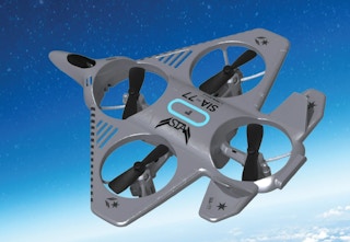 gray drone flying in the sky