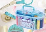 a blue sewing kit