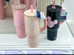character tumblers sitting on a target shelf