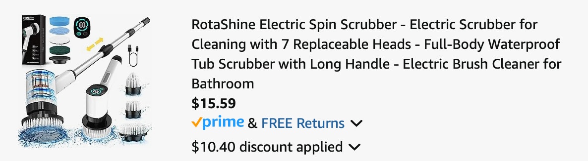 spin scrubber Amazon receipt