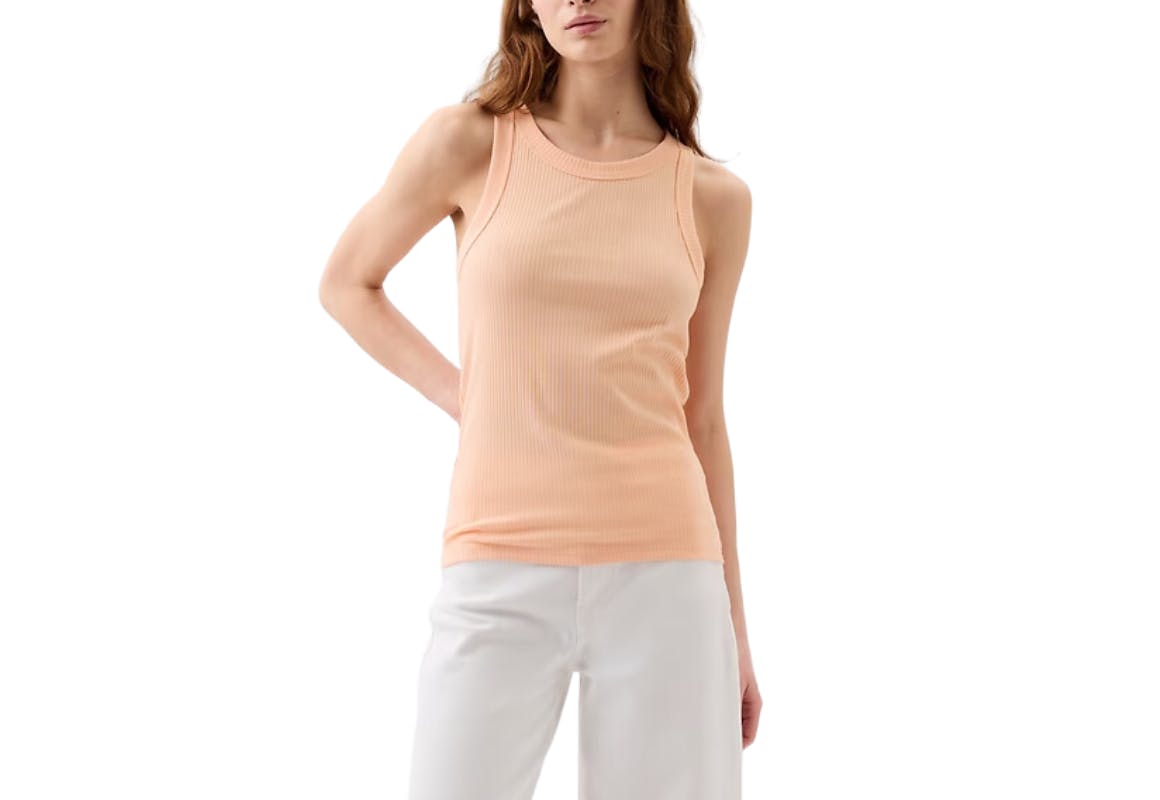 Ribbed High Neck Tank