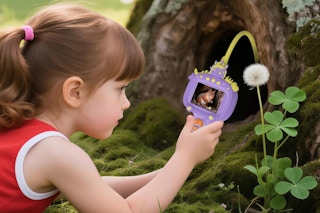 Girl using the Stebeauty Borescope Snake Camera outside.
