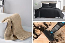 Bath towel, bedding set & vacuum