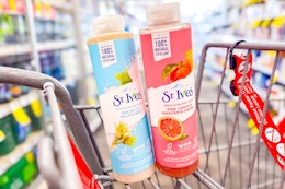 2 st ives body washes in a cart