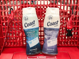 coast body wash in a cart at Target