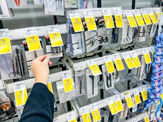 hand holding walgreens beauty eye and lip pencil sharpener