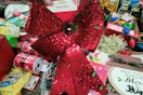 christmas bow above other items at dollar general