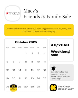 Macys friends and family october sale dates