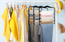 clothes on hangers on a clothing rack