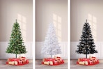 3 Holiday Time 6.5 ft Christmas Trees (green, white & black)