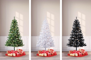 3 Holiday Time 6.5 ft Christmas Trees (green, white & black)