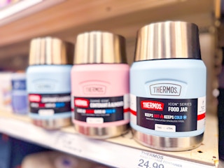 thermos food storage jars sitting on a target shelf