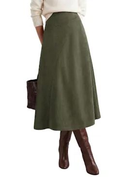 BTFBM Women's Faux Suede Midi Skirt