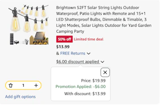 string lights Amazon receipt