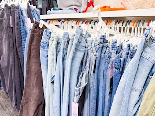 target women's jeans sitting on a rack