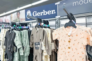 gerber baby clothes on display at walmart