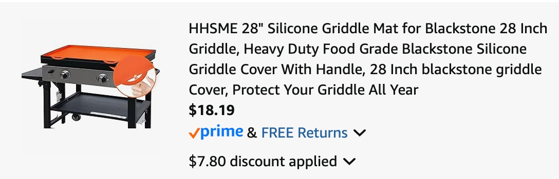 Griddle mat Amazon receipt