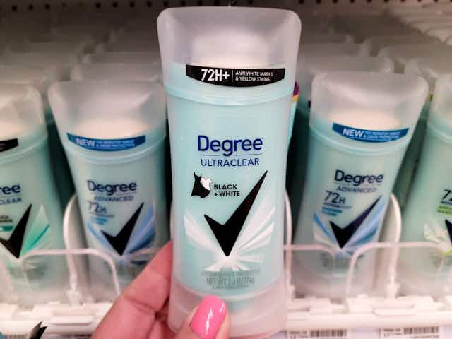 Degree UltraClear Deodorant 4-Pack, Now $8.97 on Amazon card image