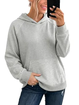 ANRABESS Women's Waffle Knit Hoodie