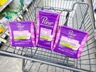 poise liners in walgreens cart