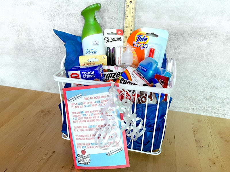 diy teacher gift basket with poem