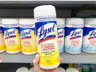 walmart lysol disinfecting wipes hand holding