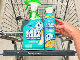scrubbing bubbles bathroom cleaners in a walgreens cart