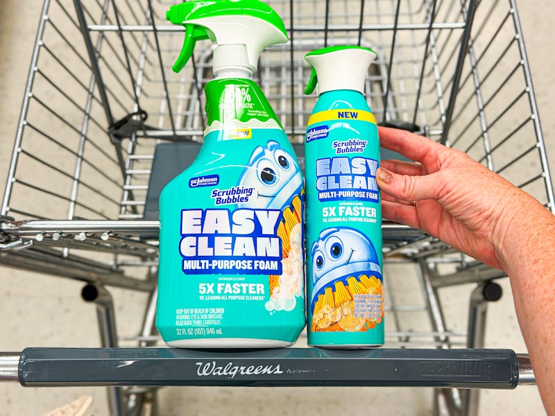 scrubbing bubbles bathroom cleaners in a walgreens cart