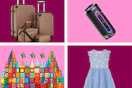 wrangler luggage, wireless speaker, magnetic tiles, bunny dress