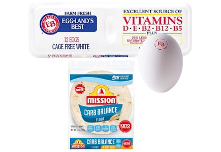 1 Eggland's Best Eggs and 1 Mission Tortillas Pack