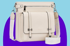 Roulens Crossbody Bags for Women on a blue background.