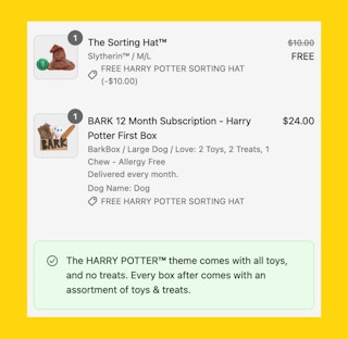 Harry Potter BarkBox Fine Print