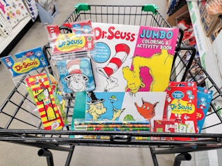 dr seuss merchandise in a cart
