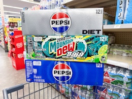 pepsi and mountain dew 12 packs in walgreens cart