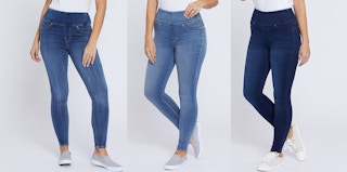 Three pairs of elastic waist tummy toner jeans