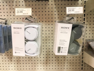 sony headphones on a target shelf