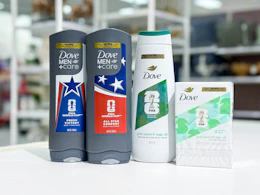 4 dove fifa body products sitting together on a table at target