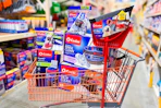 Home Depot shopping cart with O-Cedar products