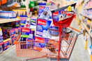 Home Depot shopping cart with O-Cedar products