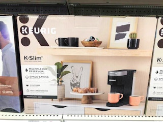 keurig k-slim coffee maker on a target shef