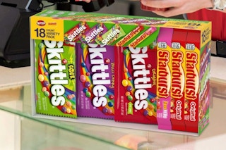 Starbust/Skittle Variety Box being displayed