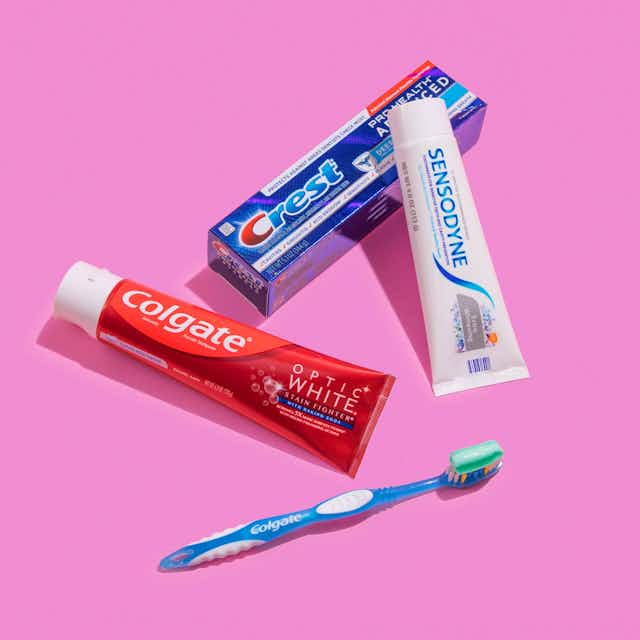 Squircle shaped image of Toothpaste themed commercial photography