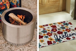 Muskoka fire pit and Mainstays doormat