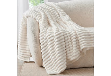 Ribbed Fleece Throw Blanket
