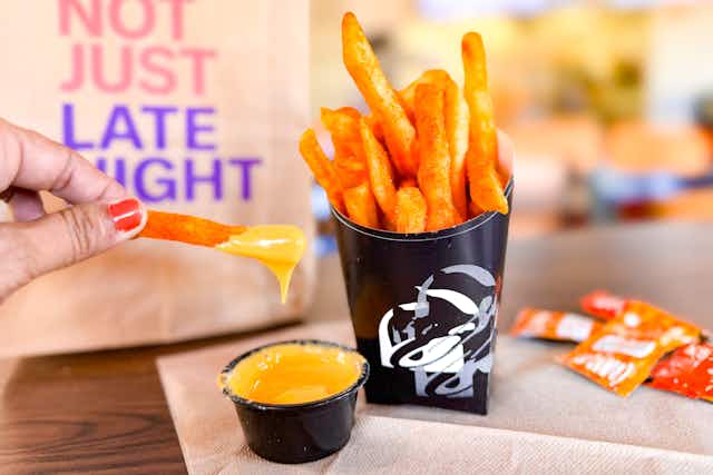 Taco Bell Coupons: $1 Large Nacho Fries for Rewards Members, Today Only card image