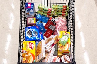 A cart of food at Safeway