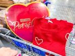 valentine chocolate and sweater in shopping cart